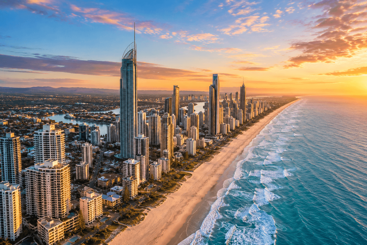 Gold Coast beach and skyline